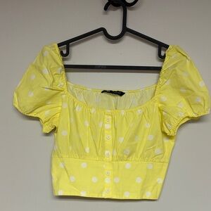 Zara Yellow Polka Dot Blouse